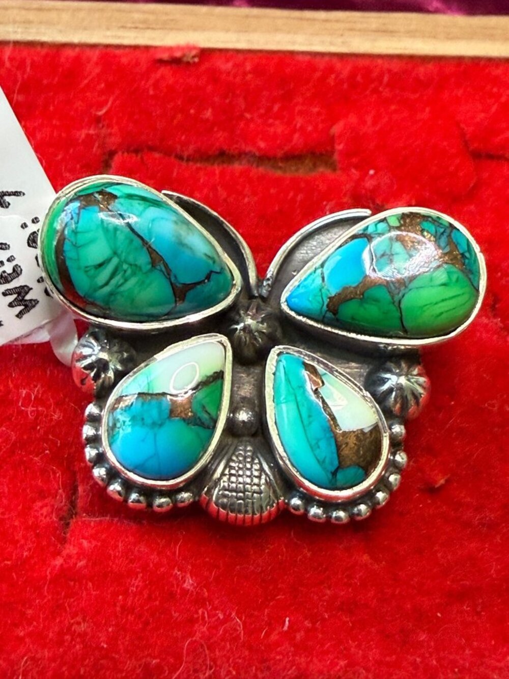 Peacock DahliaTurquoise & Sterling Silver Butterfly Ring Size 7 925 Stamped